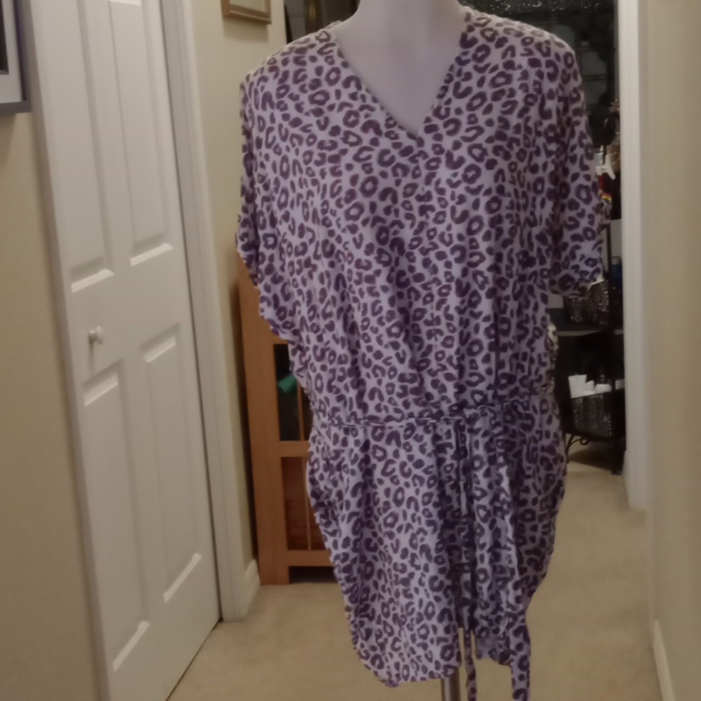 Fat face animal print dress/ cover up w/ belt oversized small with pockets